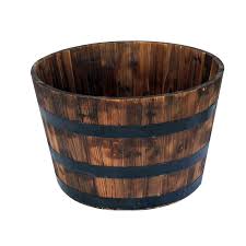 26 In Round Wooden Barrel Planter Hl6642 The Home Depot In 2020 Barrel Planter Whiskey Barrel Planter Wine Barrel Planter