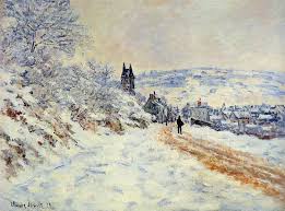 Find a fine art print of this claude monet painting. The Road To Vertheuil Snow Effect 1879 Claude Monet Wikiart Org