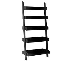 The ladder has shallow shelves at the top and deeper shelves at the bottom, and it leans and secures to the wall. Studio 33 75 X 75 Ladder Shelf Pottery Barn
