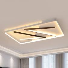 Ceiling lighting uses different light fixtures in order to give illumination to a building or structure. Rectangle Ceiling Light Fixture Contemporary Acrylic Black White Led Flush Mount In Remote Control Stepless Dimming Warm White Light Beautifulhalo Com