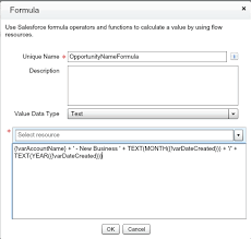Create Formula In Flow Designer To Concatenate Date To Opportunity Name Salesforce Developer Community