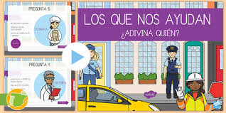 En este recurso educativo, los alumnos deberán juegos de preescolar y kínder para aprender el abecedario, los números, colores, y figuras. Presentacion Adivina Quien Los Que Nos Ayudan