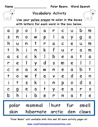 Polar Bear Word Search Free Worksheet From Www Creativeclassroomconnections Com A Complete Unit With Polar Bear Unit Polar Bears Activities Polar Bear Facts