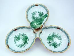 Herend Hungarian Three Section Serving Dish Herend Serving Dishes Herend Figurines