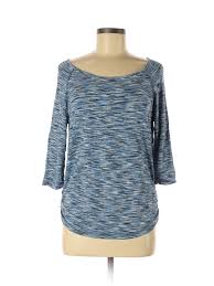 Details About Dress Barn Women Blue 3 4 Sleeve Top Med Petite