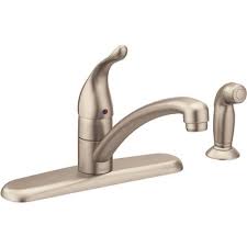 I was not thinking about plumbing when my daughter asked for this. Moen Part 7430srs Moen Chateau Single Handle Standard Kitchen Faucet With Side Sprayer In Stainless Steel Single Handle Kitchen Faucets Home Depot Pro