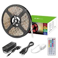 Amazon Com Le 5m X2f 16 4ft 300 Leds Rgb Strip Light Kit Smd 5050 12v Dc Led Tape Lights Remo Led Tape Lighting Christmas Light Installation Tape Lights