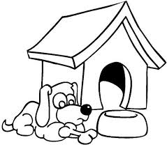 Dogs in their dog houses. Dog And Dog House Coloring Page Drawing Images For Kids House Colouring Pages Coloring Pages