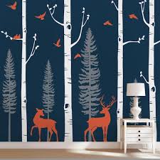 Forest Birch Tree Wall Decal With Deer, Baby Nursery Wall Stickers, Nursery  Wall Decals, Stickers W1121