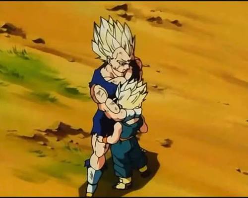Vegeta përqafon Trunks para sakrificës