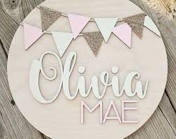 Custom Name Sign Round Sign Baby Name Sign Nursery Room Etsy Nursery Signs Baby Name Signs Crafts