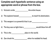 A hyperbole is a type of figurative language in the english language. Hyperbole Worksheets