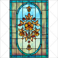 VIT80 - Sticker effet vitrail Art Deco Fleurs - DECO-VITRES