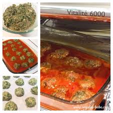Boulettes De Viande Hachee Et Epinards A La Sauce Tomate Une Recette De Regalez Bebe Boulette De Viande Viande Hachee Sauce Tomate
