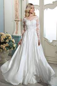 165 49 A Line Ethereal Elegant Lace Wedding Dress With Illusion Long Sleeves And Buttons Back Decoratieve Schilderijen