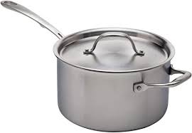 New Kitchara 4 Quart Saucepan With Cover Helper Handle 5 Ply Brushed Stainless Silver Cook In 2020 Cookware Set Stainless Steel Cookware Set Stainless Steel Cookware