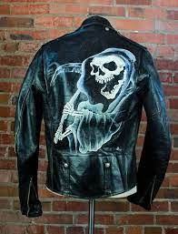 Men S Vintage 70 S Grim Reaper Leather Jacket Custom Etsy In 2021 Custom Leather Jackets Vintage Men Leather Jacket