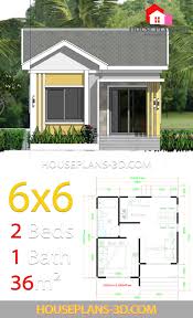 House Plans 6x6 With One Bedrooms Gable Roof House Plans 3d House Plans House Roof Gable Roof House