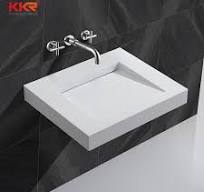 Europe Popular White Matt Solid Surface Slope Basin Bathroom Sink