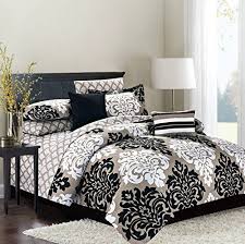 Black And Silver Damask Bedding Robot Check Bed Comforters Bed Home