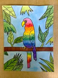 Color It Like You Mean It 5th Grade Art By Me Parrots 5th Grade Art Parrots Art Homeschool Art Projects