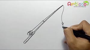 How To Draw Fishing Rod Easy Youtube Draw two long curved lines that meet at a gentle point at one end. how to draw fishing rod easy