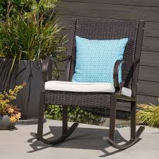 Harmony Wicker Patio Rocking Chair Dark Brown Cream Christopher Knight Home Patio Rocking Chairs Outdoor Wicker Rocking Chairs Wicker Rocking Chair