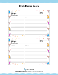Free Printable Drink Recipe Cards The Cards Are Editable In Adobe Reader Download Them At Htt With Images Printable Recipe Cards Recipe Cards Recipe Cards Printable Free
