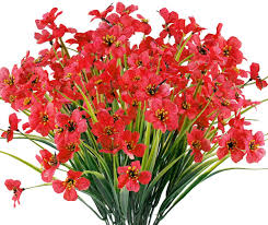 Tips to use fade resistant flowers for outdoor artificial landscaping and learn where to buy silk flowers! 12 Bundles Outdoor Indoor Uv Resistant Fake Flowers No Fade Plastic Faux Flowers For Planters Window Boxes Garden Porch Wedding Decoration Walmart Com Walmart Com