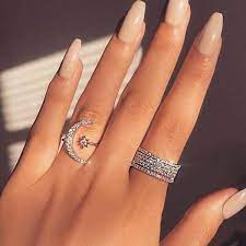 Dazzling Moon And Star Finger Rings Rings For Girls Moon And Star Ring Finger Rings