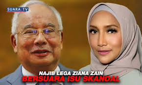 Biarpun tidak mendedahkan nama artis tersebut, najib memuat naik artikel yang mana penyanyi ziana zain menjawab gosip mengaitkan dirinya dengan vip ternama. Najib Lega Ziana Zain Bersuara Isu Skandal