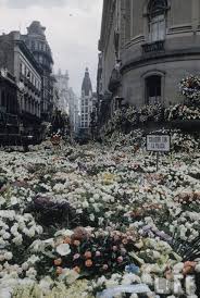 Huge crowds watch from the footpaths. Buenos Aires Por Vos Funeral De Evita Eva Peron Argentina Pictures