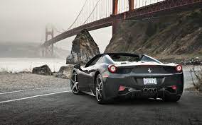 Black Ferrari Sports Coupe Ferrari Road Bridge Ferrari 458 Spider Car Black Cars Golden Gate Bridge 1080p Wallpaper Hdw In 2021 Ferrari 458 Ferrari Sports Coupe