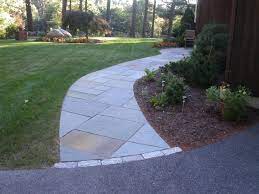 You will be cutting straight lines. Curved Paver Walkway Curving Walkway Made From Full Color Natural Cleft Bluestone Walkway Landscaping Bluestone Walkway Slate Walkway