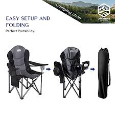 Coastrail outdoor camping chair with lumbar back support, oversized padded lawn chair folding quad arm chair with cooler bag, cup holder & side pocket, supports 400lbs, grey, xxl. Coastrail Outdoor Camping Chair With Lumbar Back Support Oversized Padded Lawn Chairs Folding Quad Arm Chair With Cooler Bag Cup Holder Pricepulse