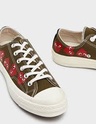 Comme Des Garcons Play X Converse Chuck Taylor Multi Heart 1970s Hi Play Converse Low Multi Heart Sneaker In Khaki In 2020 Converse Sneakers Converse Low