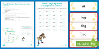 Check spelling or type a new query. Phase 2 Rhyming Words Scavenger Hunt