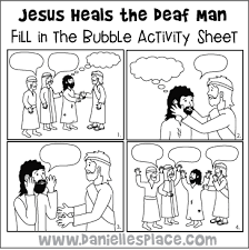 Jesus heals the blind man coloring page. Jesus Heals The Deaf Man Crafts And Activities