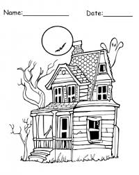Cartoon contour illustration isolated on white background. Printable Haunted House Coloring Sheet