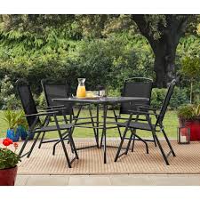 Mainstays Heritage Park Outdoor Patio 5 Piece Dining Set 4 Person Seating Black Walmart Com In 2020 Outdoor Patio Patio Dining Set 5 Piece Dining Set