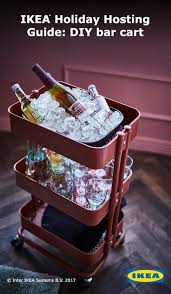 The Perfect Holiday Diy Project Using An Ikea Raskog Cart Create A Self Serve Rolling Bar So You Can Mingl Holiday Diy Projects Diy Bar Cart Ikea Holiday Diy