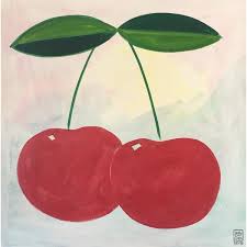 Cherries Contemporary Painting Small Canvas Art Cherries Painting Mini Canvas Art