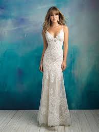 This Amazing Sleeveless Sheath From Allure Bridals Features A Soft Embroidered Lace T With Images Allure Wedding Dresses Allure Bridal Wedding Dress Teal Dress For Wedding