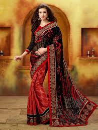 Black And Red Combination Designer Saree Combination Of Black Red Sarees Google Search Party Wear Sarees Black And Red Saree Saree Designs