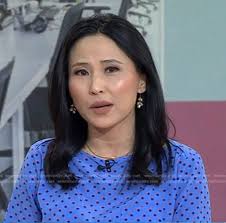 WornOnTV: Vicky's blue polka dot top