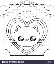 Head Of Cute Cat Baby With Garlands Kawaii Style Vector Illustration Design Stock Vector Image Art Alamy