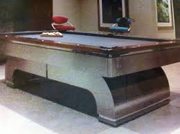 Golden West Designer Series Rhapsody Pool Table Shown In Brushed Stainless Steel With A Walnut Rail Other Wood Billiard Tables Wood And Metal Antique Style