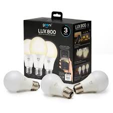 Geeni Lux 800 60w Equivalent White Dimmable A19 Smart Led Bulb 3 Pack Gn Bw932 999 The Home Depot
