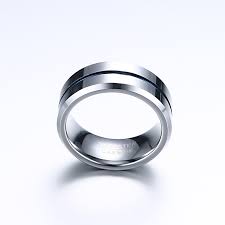 Wedding Bands Tungsten Carbide 8mm Blue Inlay Ring