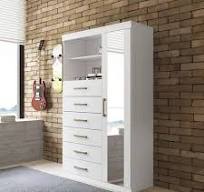 Cômoda 6 Gavetas 1 Porta 2 Nichos Marabá 1.6 Com Espelho